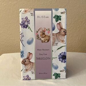 BLISS Studio Bunny Floral Tablecloth - White with Purple Accents